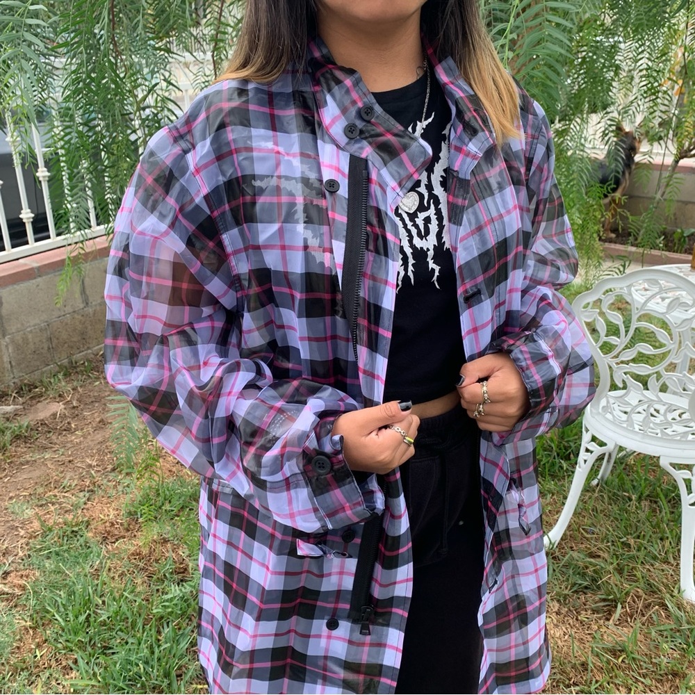 RtA plaid nikki jacket pink and purple